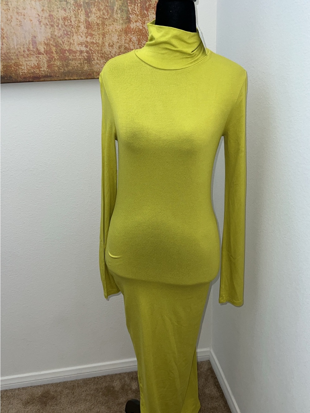 Forever 21 Lime Green Maxi Turtleneck Dress